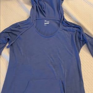 Light purple long sleeved top with hood